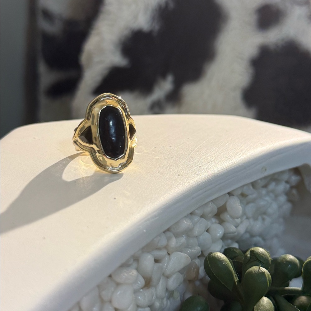 Kendra Scott Gold & Onyx Western-Style Ring, Size 6